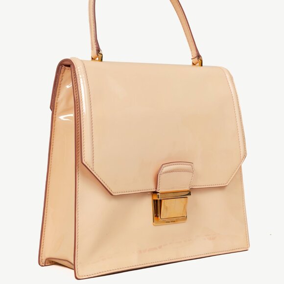 Miu Miu Gemma Vernice Leather Top-Handle Flap Bag - Picture 2 of 13